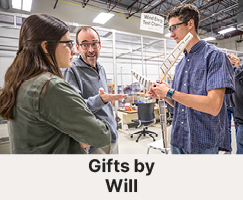 Students talking to their professor. Links to Gifts by Will