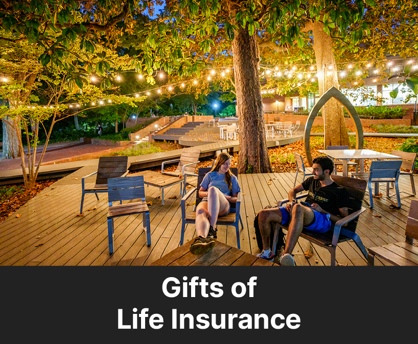 Students sitting outside. Links to Gifts of Life Insurance