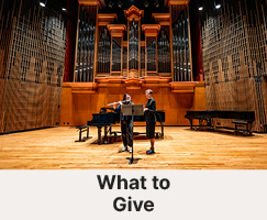 Students practicing the violin. Links to What to Give